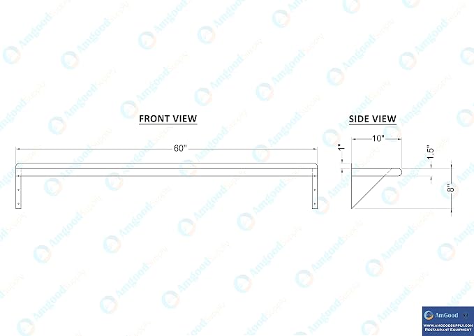 AmGood 60" Long X 10" Deep Stainless Steel Wall Shelf | NSF Certified | - Image 8