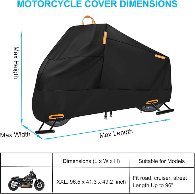 Motorcycle Cover Waterproof Outdoor, 300D Heavy Duty Motorcycle Cover - Image 7