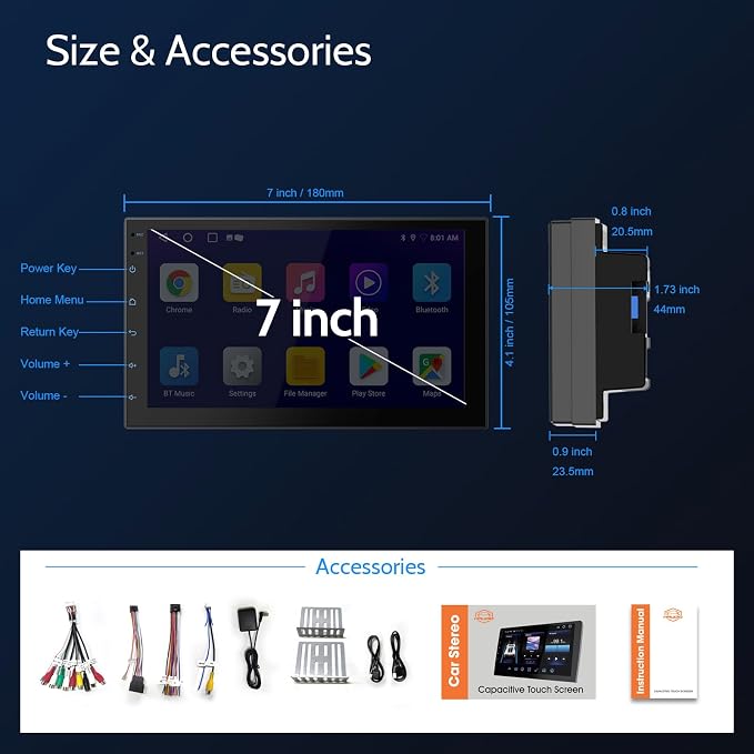 7 Inch Double Din carplay Screen, - Image 7