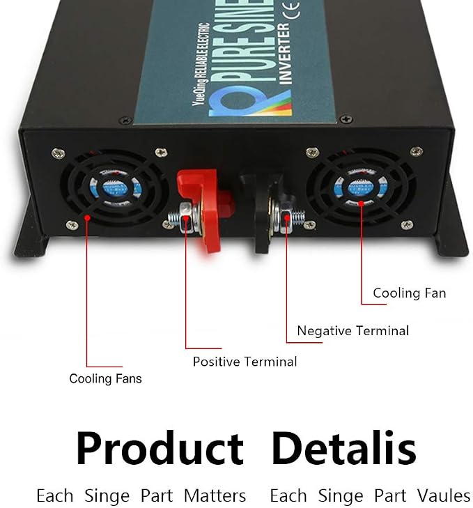 WZRELB Strong Driving Capacity 2500W 24VDC to 120VAC Pure Sine Wave Inverter - Image 4
