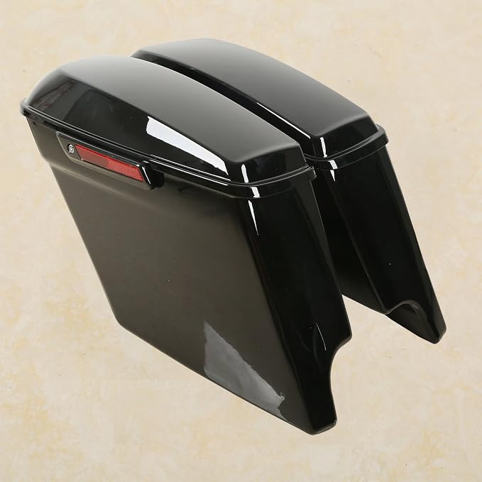 XFMT Vivid Black 5" Stretched Extended Saddlebags Hard Saddle Bags W/Chrome - Image 2