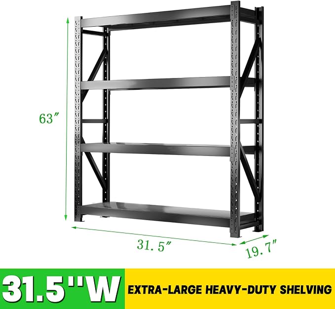 3000LBS Heavy Duty Storage Shelves, 4-Tier Adjustable Garage Organization - Image 2