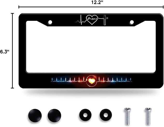 Jesus Heart Rate line License Plate Frame Christian Religious License Plate - Image 8