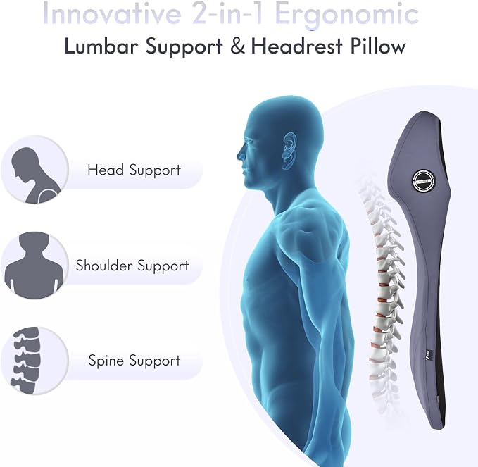 FLORICH Integrated Car Seat Lumbar Support Pillow & Car Neck Pillow Memory Foam - Image 2