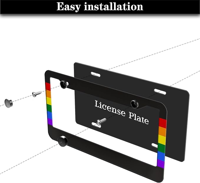License Plate Frames Rainbow Automotive Exterior Accessories Gay Rainbow Strip - Image 7
