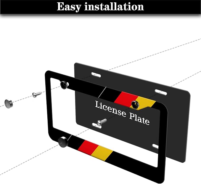 License Plate Protector Black, and Red License Plate Frames German Flag - Image 7