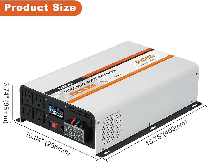 3000 Watt Pure Sine Wave Inverter 24V DC to 120V AC Converter - Image 5