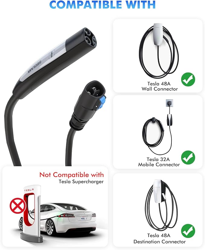 EV Charger Extension Cable for Tesla Charger, 50Amp 21ft Max 240V 12kW - Image 5