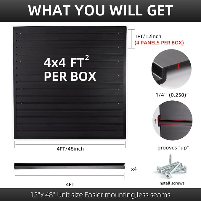 Slatwall Panel Garage Wall Organizer, Heavy Duty Wall Mounted Garage Slat Wall - Image 2