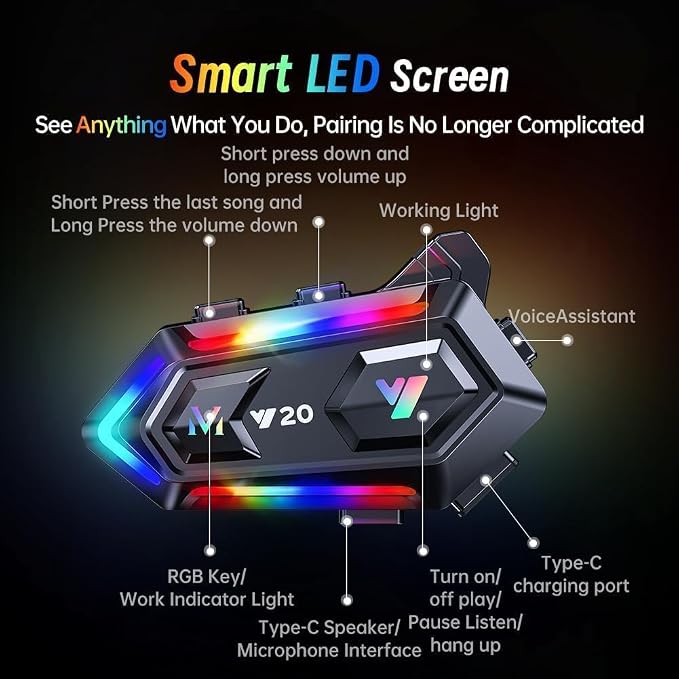 Motorcycle Helmet Bluetooth Headset, Cool RGB Dazzling Lights Motorbike Helmet - Image 8