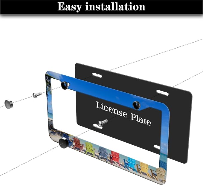 License Plate Frames License Plate Frame Beach Loungers Colorful Chairs in - Image 7
