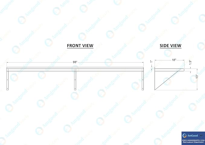 AmGood 96" Long X 18" Deep Stainless Steel Wall Shelf | NSF Certified | - Image 5