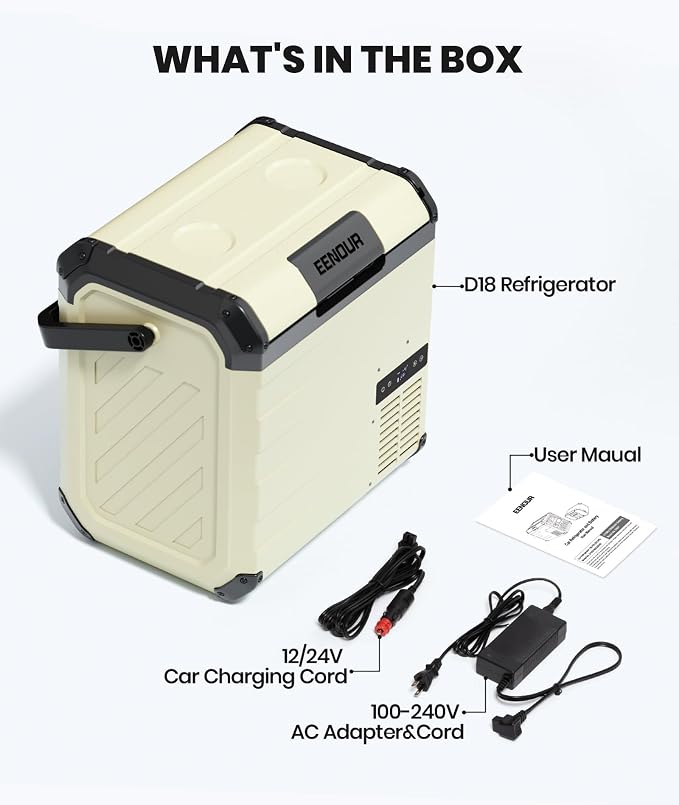 EENOUR D18 12 Volt Car Refrigerator, Portable Freezer 19Qt/18L Battery & Solar - Image 9
