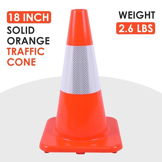 Overall Fluorescent Orange Red Integrated Traffic Cones, Road Cones - Image 2