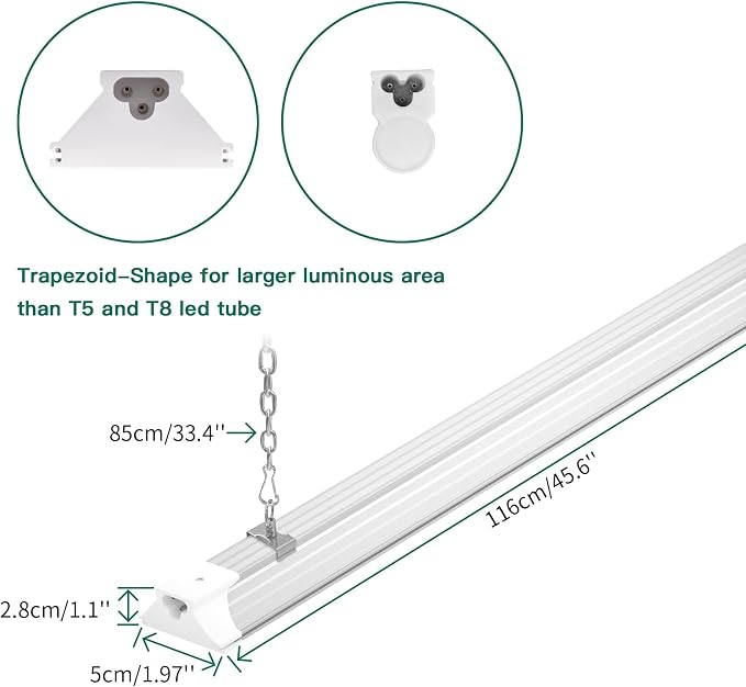 6 Pack LED Shop Light 4FT 60W, 8700LM Linkable Utility Garage Lights 5000K - Image 4
