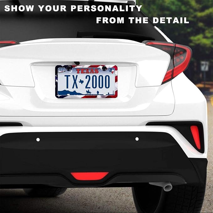 2Pack US Flag License Plate Frames- Heavy Duty Rustproof Flag License Plate Tag - Image 2
