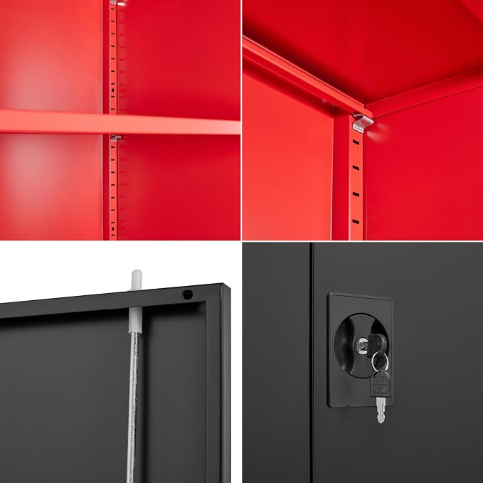 SISESOL Red Metal Storage Cabinet - Image 5