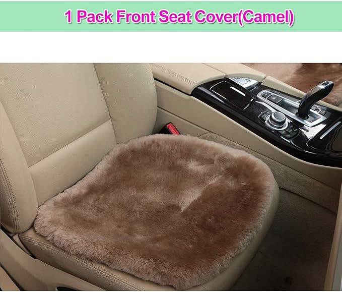 20 inchs Shearling Sheepskin Car Seat Cover, Fluffy Fuzzy Wool Car Seat Covers - Image 2