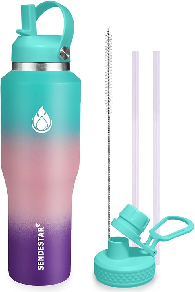 SENDESTAR 40oz Stainless Steel Water Bottle, Double Wall Vacuum Insulated Bottle by Sendestar