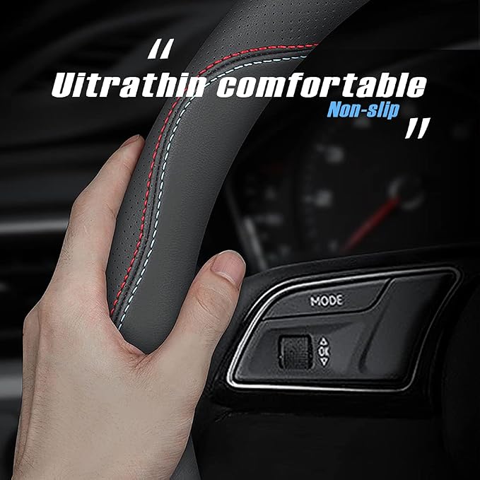 New Nappa Leather car Steering Wheel Cover, Universal 15 inch Black - Image 4