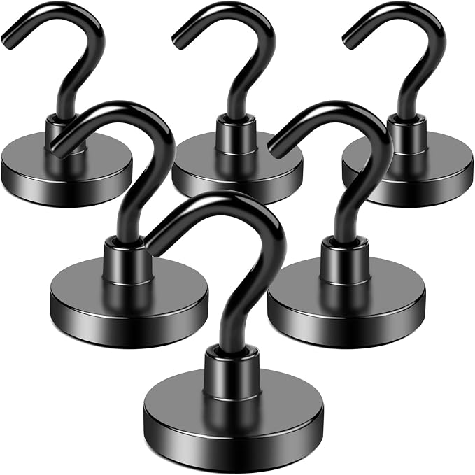 LOVIMAG Magnetic Hooks, 40LBS Black Magnet Hooks Strong Neodymium Magnets by LOVIMAG