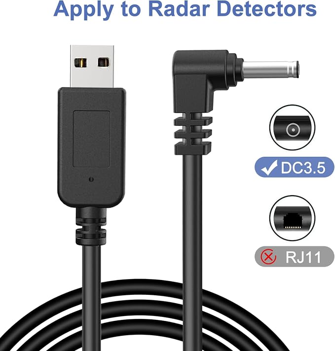 Radar Detector Power Cable, USB to RJ11 DC3.5 Cable, Replacement Radar - Image 4