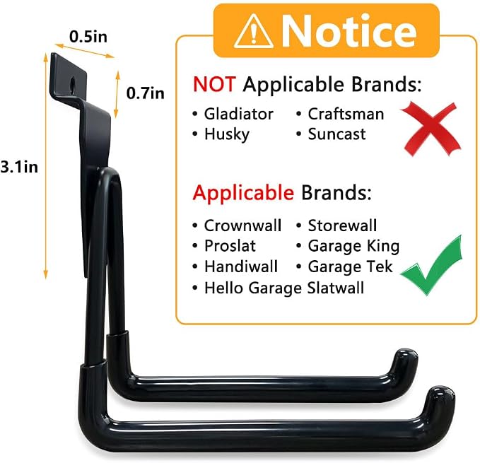 Slatwall Hooks, Slat Wall Accessories Multi Size Garage Hooks Storage Utility - Image 4
