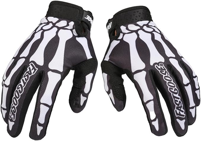 Skeleton Cool Motorcycle Bicycle Full Finger Off-Road Racing Gloves Outdoor by EXCEREY