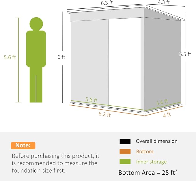 Outsunny 6' x 4' Outdoor Storage Shed, Metal Garden Tool Shed - Image 6