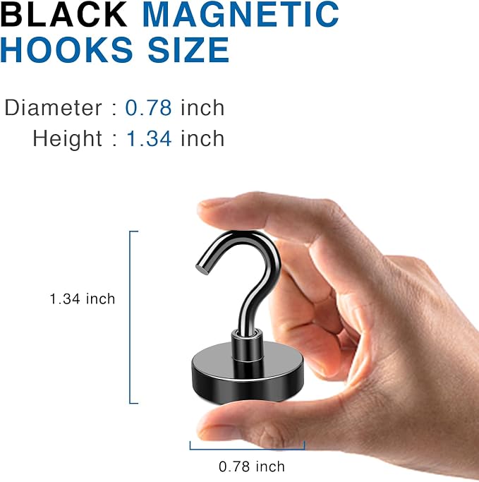 LOVIMAG Magnetic Hooks, 40LBS Black Magnet Hooks Strong Neodymium Magnets - Image 2