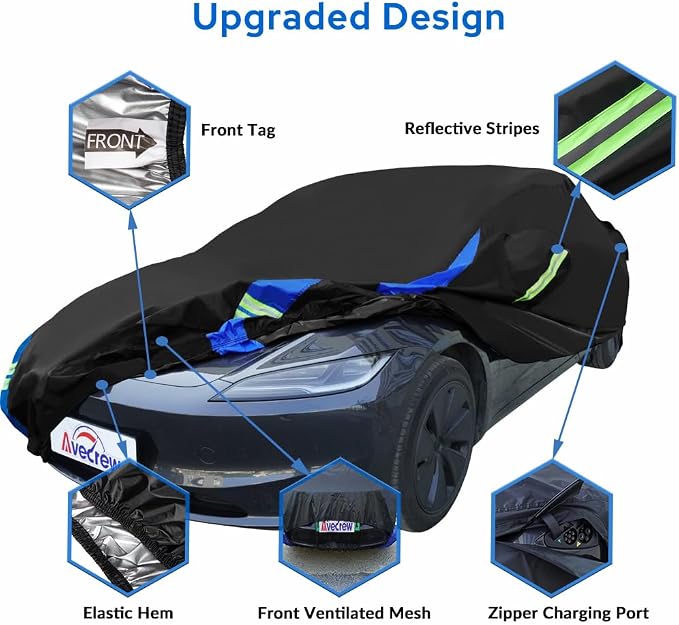 Avecrew Car Cover for Tesla Model 3 2017-2024, Custom Fit Full Exterior Cover - Image 2
