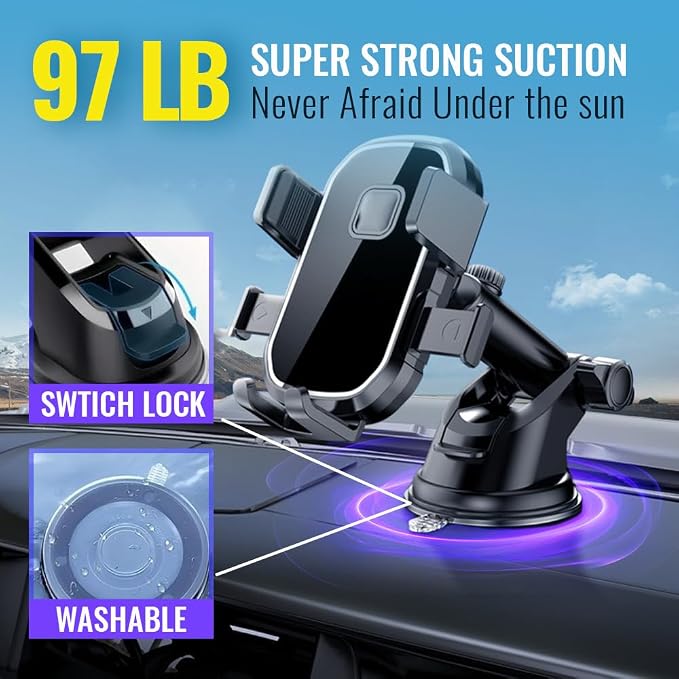 Upgraded 3-in-1 Phone Holders for Your Car, Heavy-Duty Car Phone Mount for - Image 3