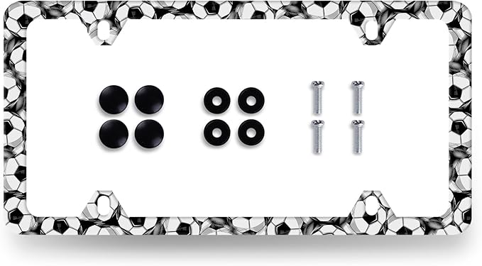 Soccer Ball License Plate Frame Football License Plate Holder Stainless Steel by RNKATIH