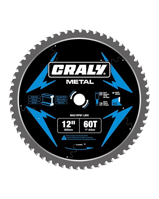 CRALY 12 Inch 60 Teeth Steel and Ferrous Metal Cutting Circular Saw Blade by CRALY