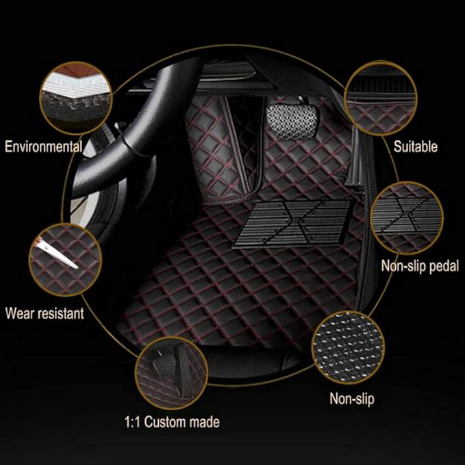 Custom Colors Car Floor Mats Black Pink - Image 2