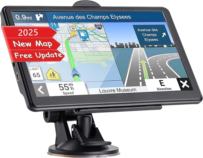 GPS Navigation for Car, Latest 2025 Map, 7 inch Touch Screen Real Voice Spoken by NAVRUF