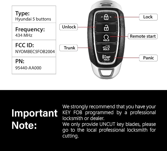 Replacement for 2020 2021 2022 2023 Hyundai Elantra Key Fob Remote Control - Image 3