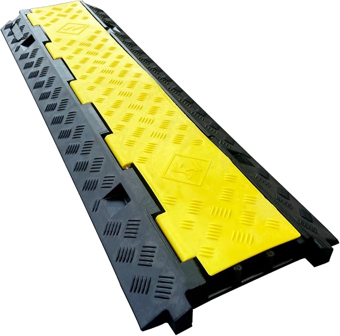 2 Pack Rubber Cable Ramp Hose Cable Protector Ramp 3 Channel 22000Lbs Load - Image 2