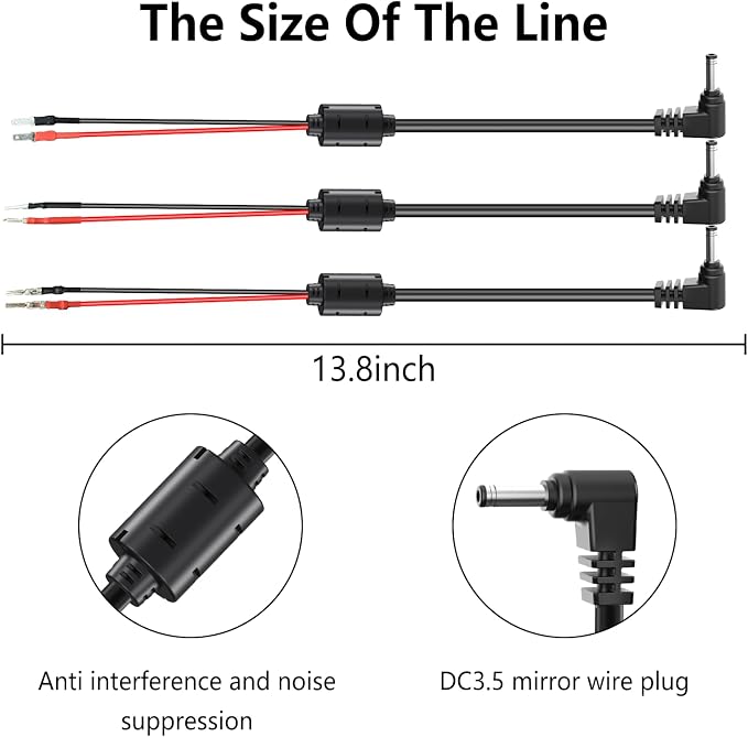 13.8" Radar Detector Hardwire Power Cord, Mirror Wire Plug Kit, - Image 4