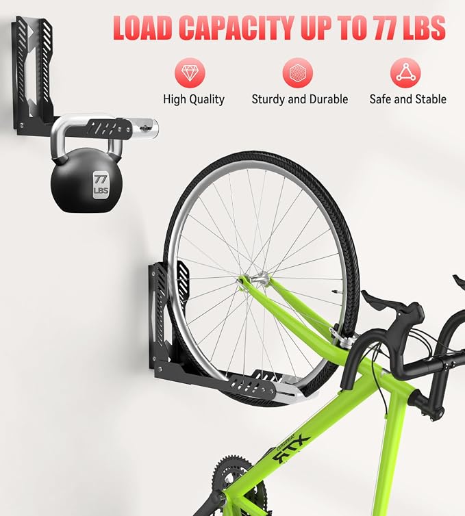 Bike Wall Mount 2 Pack Swivel Bike Rack - Image 2