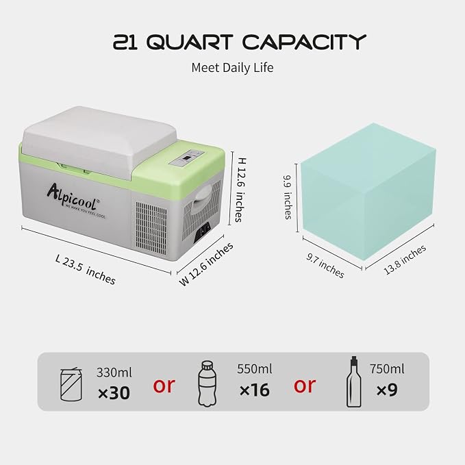 Alpicool Portable Fridge 12 Volt Car Refrigerator 21 Quart Freezer - Image 2