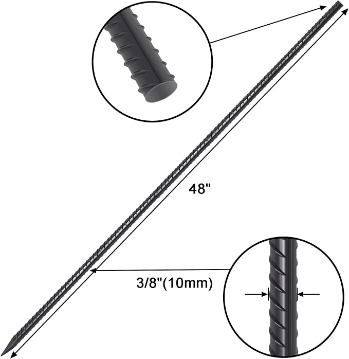 VVOKGO Rebar Stakes 48 Inch 8-Pack Concrete Form Stakes Heavy Duty Straight - Image 2