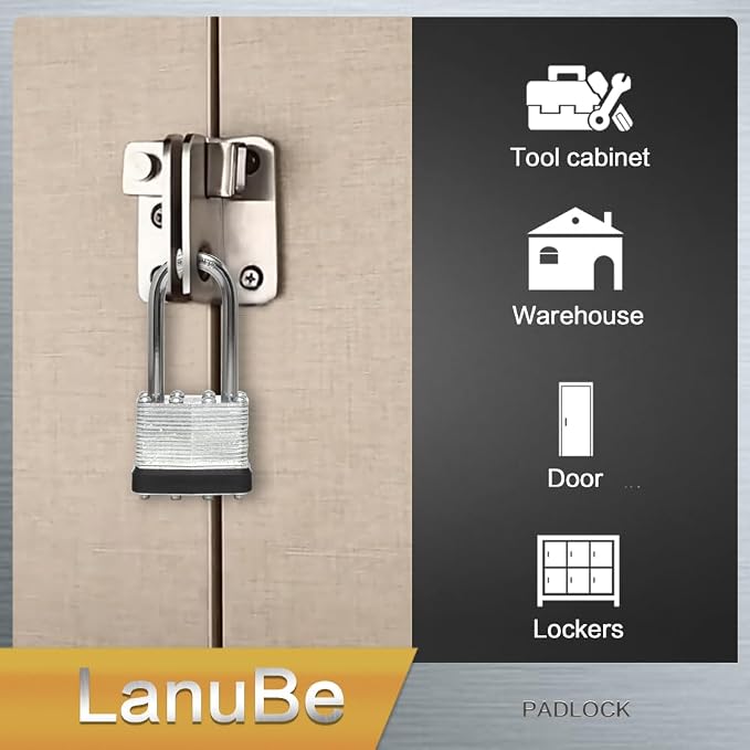 LanuBe Lock Laminated keyed Padlock, keyed Alike Locks, Long Shackle, Marked - Image 9