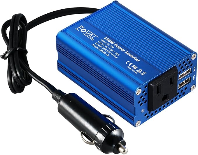 FOVAL 150W Car Power Inverter 12V DC to 110V AC Converter Vehicle Adapter Plug by FOVAL