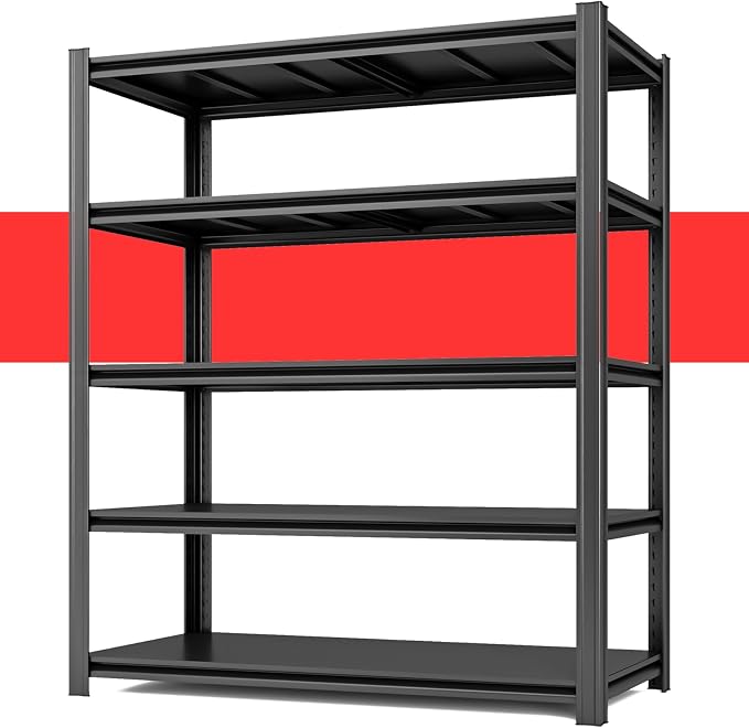 84" H x 55.12" W 5 Tier Metal Garage Shelves, 3000 LBS Heavy Duty Adjustable by SYLOUGH