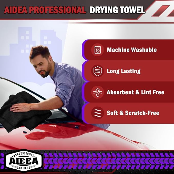 AIDEA Microfiber Towels for Cars-2PK, Large Professional Car Drying Towel - Image 4