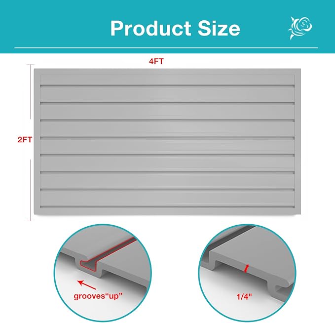 NeatiEase 2 x 4ft Slatwall Panel Wall Storage Systems, Slat Wall Paneling - Image 3