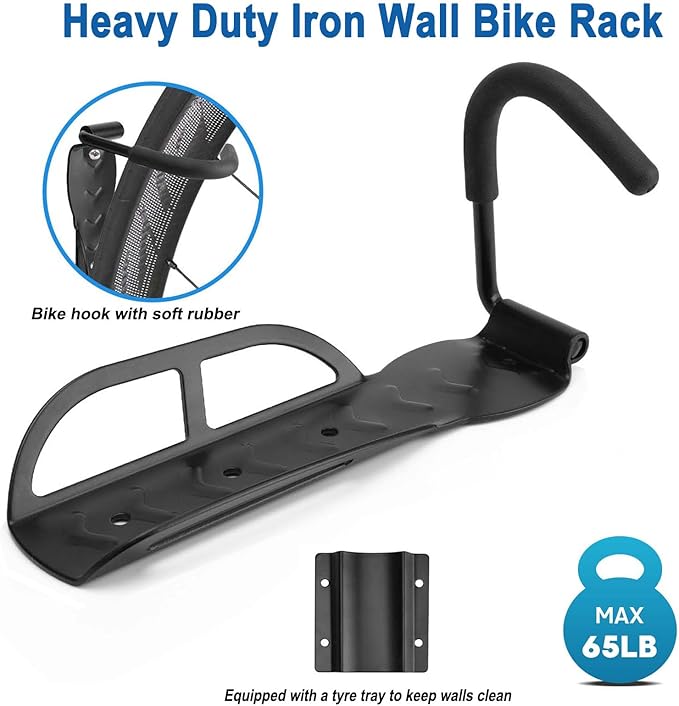Garage Bike Rack Wall Mount, Bike Hanger Hooks, Heavy Duty Vertical Bicycle - Image 2