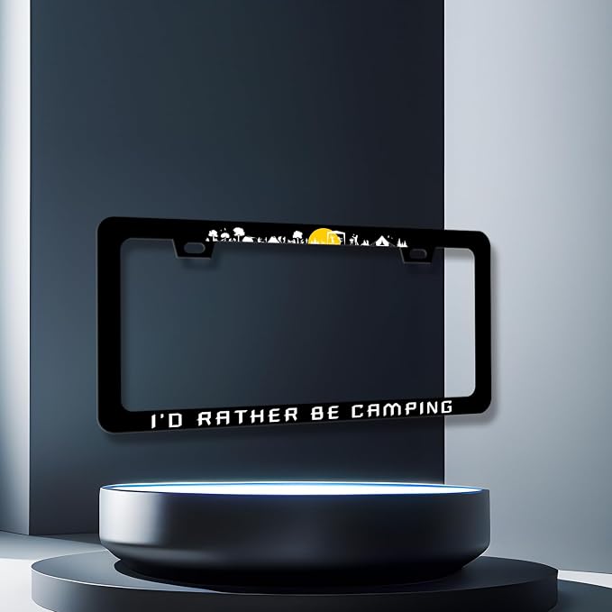 I'd Rather be Camping License Plate Frame Mountain Camper License Plate Holder - Image 3