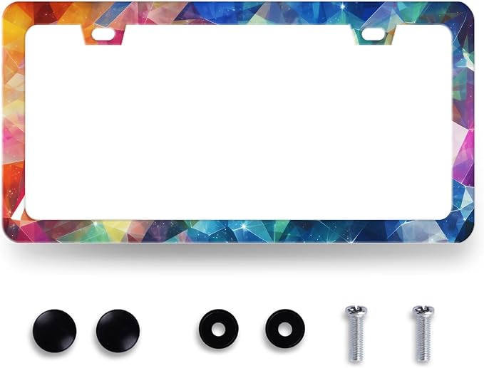 Abstract Shiny License Plate Frame Colorful Bling License Plate Holder by RNKATIH